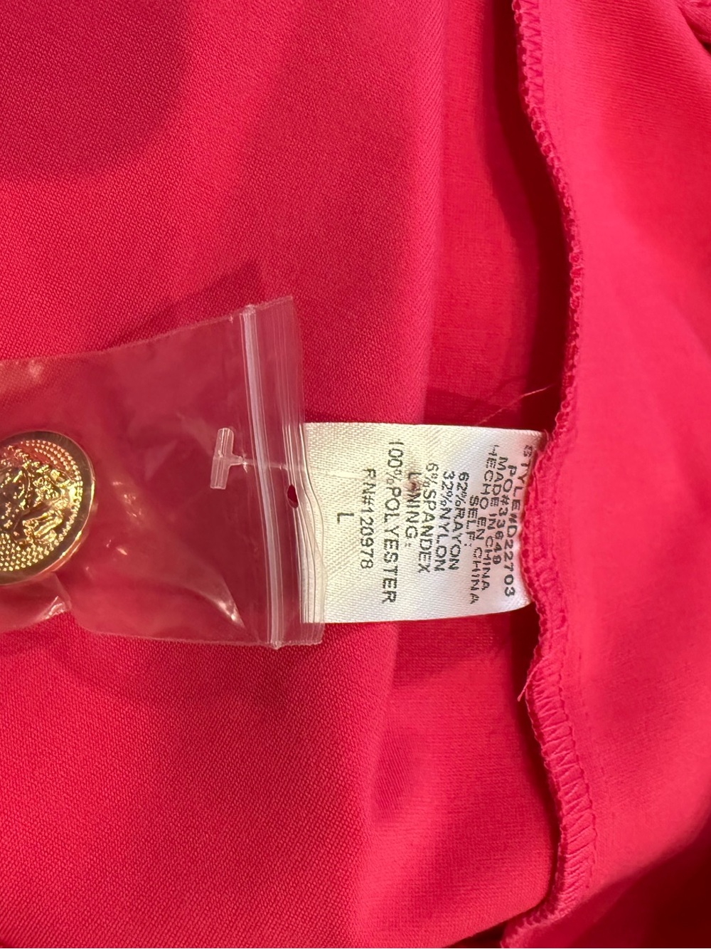 Entro Scalloped Button down Mini Dress Pink Gold Buttons Colorful Preppy L NWT - Picture 7 of 12